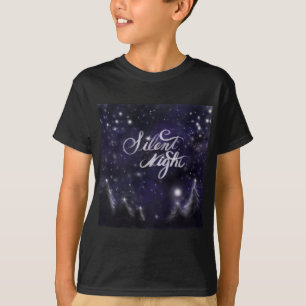 Camiseta Escena nocturna nevada estrellas pinos noche silen