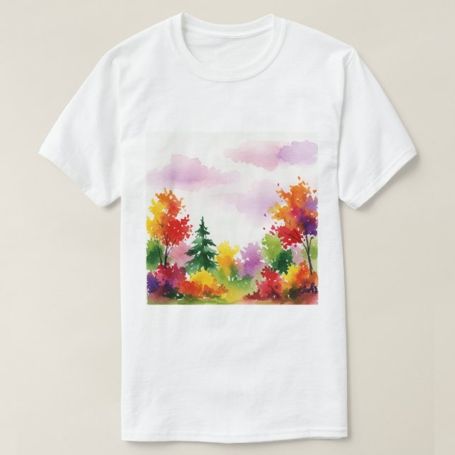 Camiseta Escena otoñal colorida (Diseño del anverso)