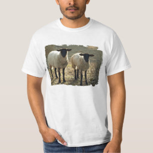 Camiseta Escena pastoral de ovejas Suffolk en pastizales o