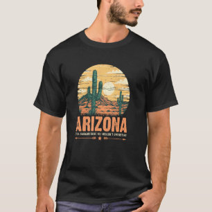 Camiseta Escena Retro del Desierto de Arizona con Cactus Sa