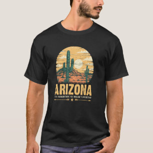 Camiseta Escena Retro del Desierto de Arizona con Cactus Sa