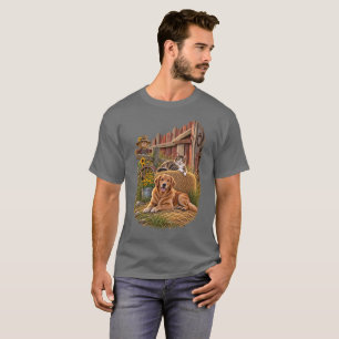 Camiseta Escena rústica de granero con Retriever Dorado y G