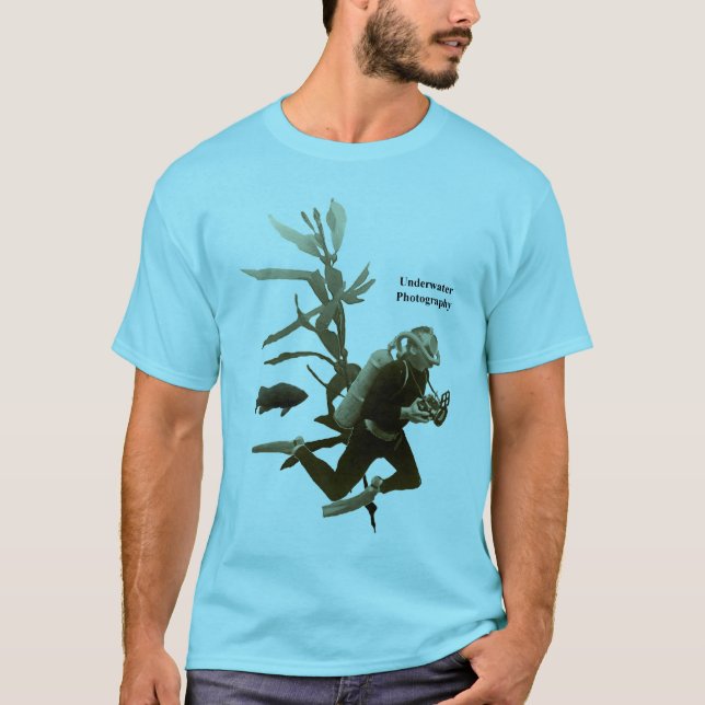 Camiseta Escena subacuática con el buceador y la cámara del (Anverso)