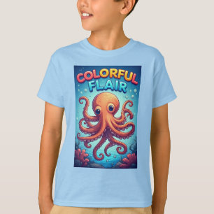 Camiseta Escena submarina de pulpo de dibujos animados colo