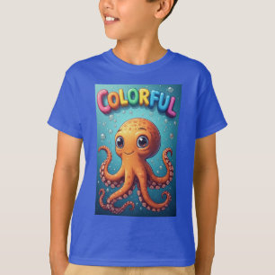 Camiseta Escena submarina de pulpo de dibujos animados colo