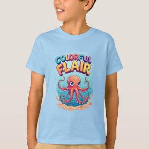 Camiseta Escena submarina de pulpo de dibujos animados colo