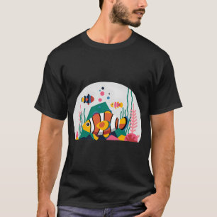 Camiseta Escena submarina vibrante con payaso de colores