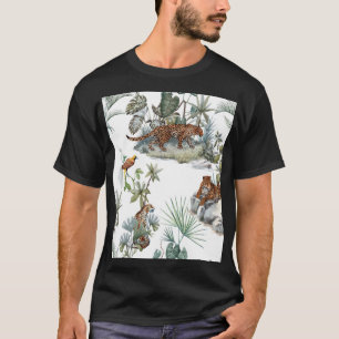Camiseta Escena tropical de color de agua de leopardo de la