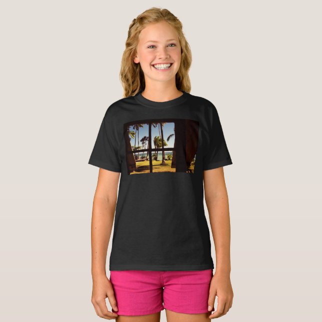 Camiseta Escena tropical de la playa de Fiyi gcnm (Anverso completo)