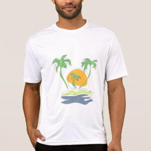 Camiseta Escenario de playa de isla tropical. Contorno de p