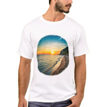 Escenario de playa natural con color de atardecer 