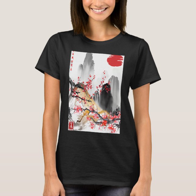 Camiseta Escenario japonés con flores de cerezo de árbol sa (Anverso)