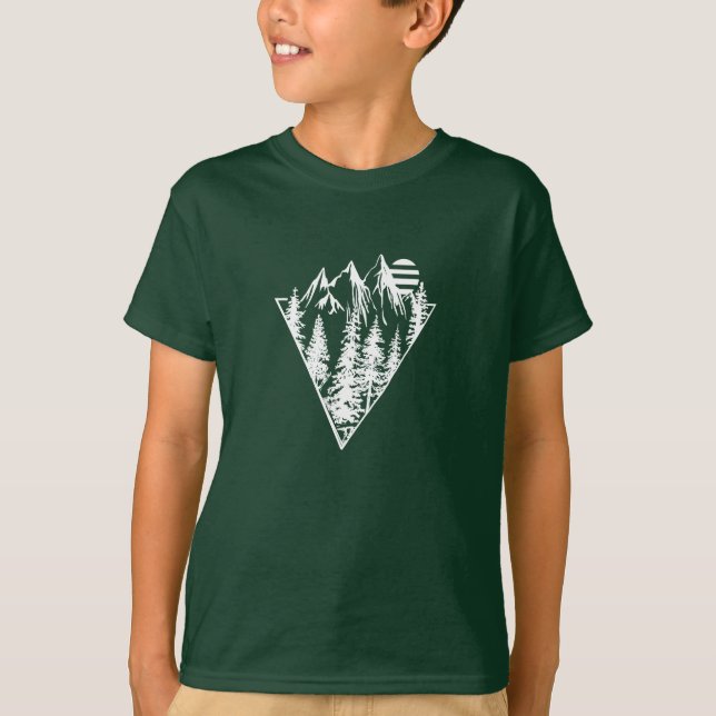 Camiseta Escenario minimalista de bosques de pinos (Anverso)