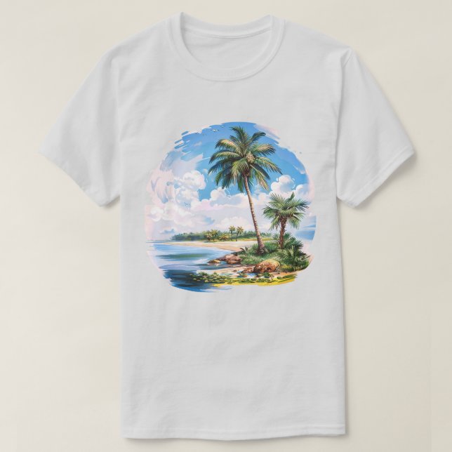 Camiseta Escenario tropical hermoso personalizable (Diseño del anverso)