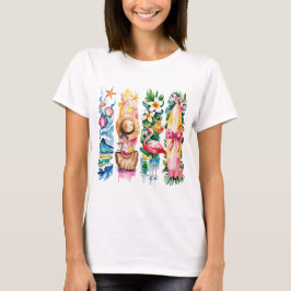 CAMISETA ESCENAS DE PLAYA CON TEMÁTICA DE VERANO BRILLANTE