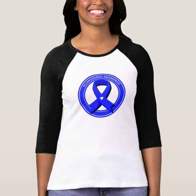 Camiseta Escleroderma Conciencia Cinta azul Corazón blanco (Anverso)
