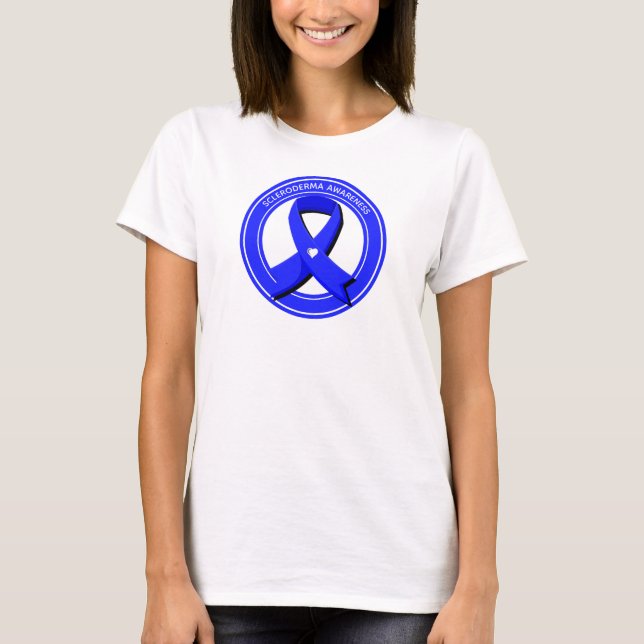 Camiseta Escleroderma Conciencia Cinta azul Corazón blanco (Anverso)