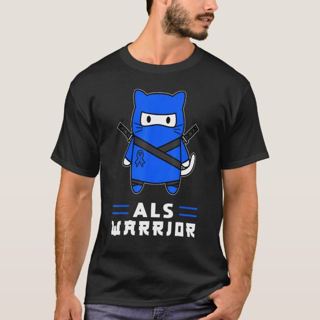 Camiseta Esclerosis lateral amiotrófica Cinta azul Als Warr (Anverso)
