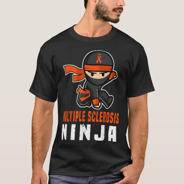 Camiseta Esclerosis Múltiple Conciencia Ninja Difícil Naran (Anverso)