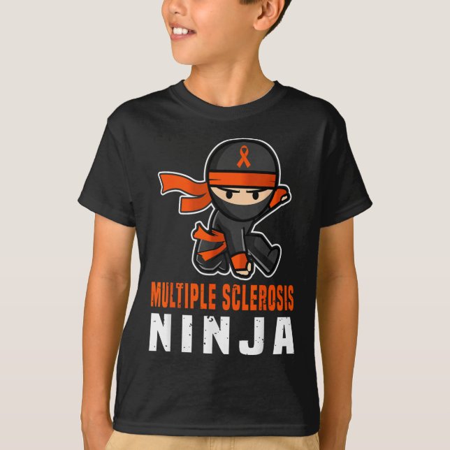 Camiseta Esclerosis Múltiple Conciencia Ninja Difícil Naran (Anverso)