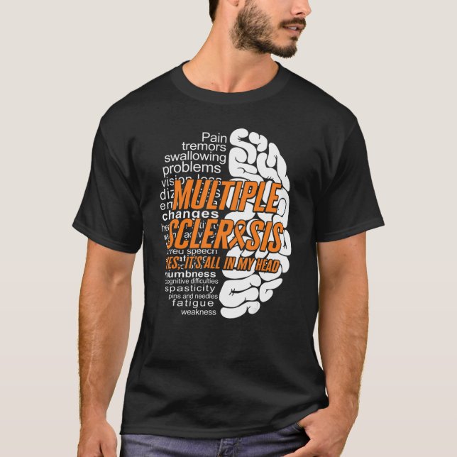 Camiseta Esclerosis Múltiple Todo En Mi Cabeza Naranja Ribb (Anverso)