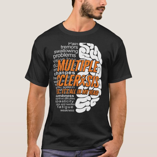 Camiseta Esclerosis Múltiple Todo En Mi Cabeza Naranja Ribb (Anverso)
