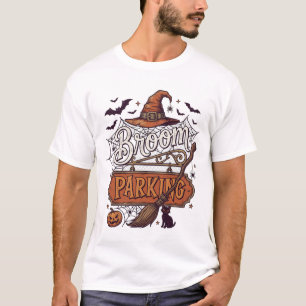 Camiseta Escoba aparcamiento bruja Halloween sombrero palo