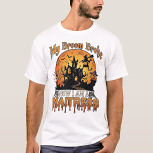 Camiseta Escoba Bruja Casa Embrujada de Halloween Camarera