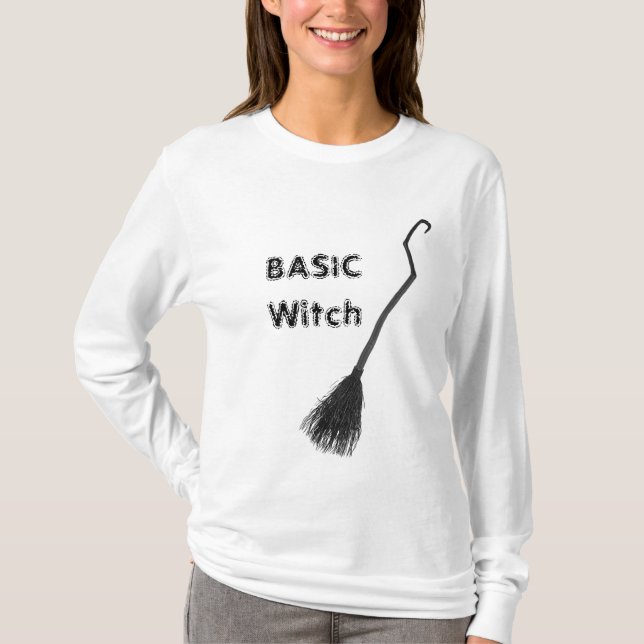 Camiseta Escoba de bruja BASIC personalizada divertida para (Anverso)