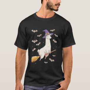 Camiseta Escoba de Bruja Divertida Amantes de Llamas Hallow