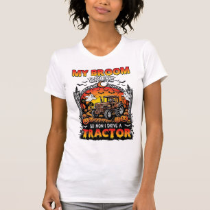 Camiseta Escoba Rompió Tractor Bruja de Halloween Fantasmas