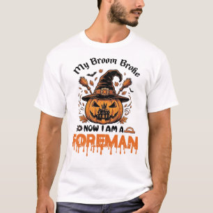 Camiseta Escoba Rota Ahora Soy Capataz Calabaza de Hallowee