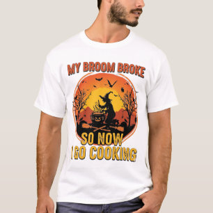 Camiseta Escoba Rota Así Que Ahora Ve a Cocinar Halloween_1