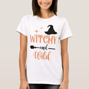 Camiseta Escoba Salvaje de Bruja Fiesta de Halloween Mujer