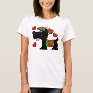 Camiseta Escocés Terrier en gorra de la tela escocesa