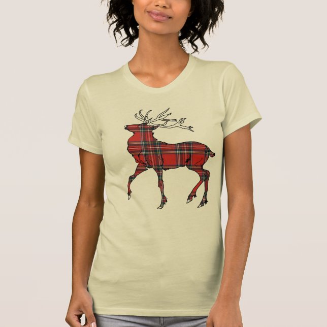 Camiseta escocesa de los ciervos del tartán (de (Anverso)