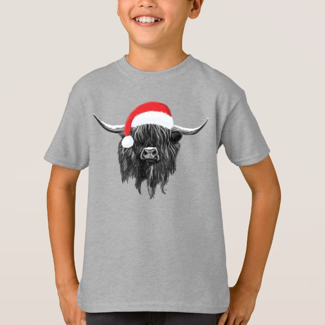 Camiseta escocesa del gorra de Santa del navidad (Anverso)