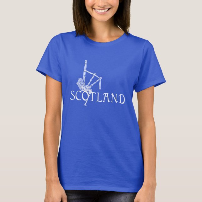 Camiseta Escocia Bagpipes, diseño escocés (Anverso)
