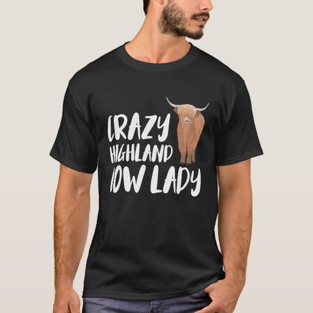 Camiseta Escocia Crazy Highland Cow Lady (Anverso)