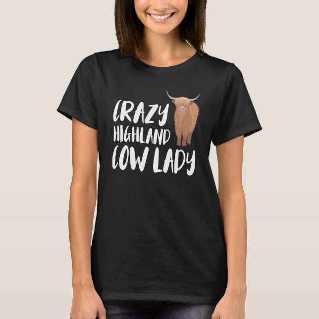 Camiseta Escocia Crazy Highland Cow Lady (Anverso)