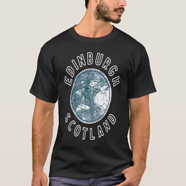 Camiseta Escocia Edinburgh Retro Map Scottish (Anverso)