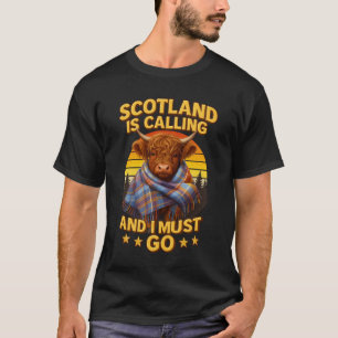 Camiseta Escocia Está Llamando Y Debo Ir A Highland Cow Adv