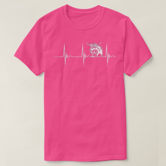 Camiseta Escocia Highland Highland Cow Heartbeat EKG Pulse  (Diseño del anverso)
