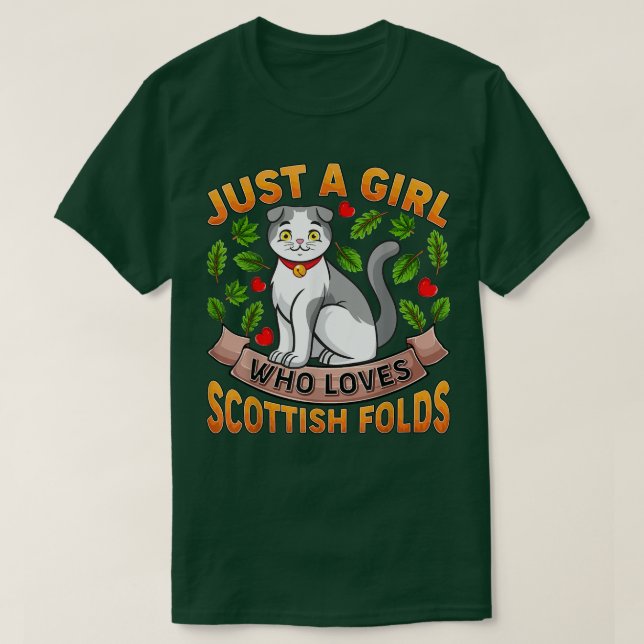 Camiseta Escocia le gusta al gato por amor a un Chica escoc (Diseño del anverso)