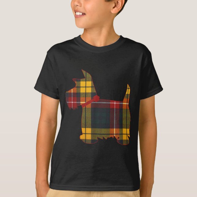Camiseta Escocia Perro Escocia Terrier Buchanan Tartan Plai (Anverso)
