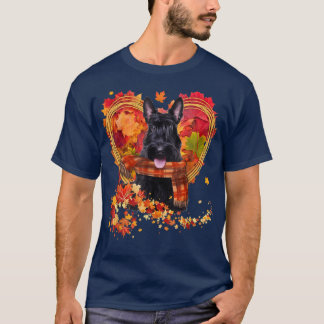 Camiseta Escocia Terrier Con Corazón Hecho De Hojas De Otoñ