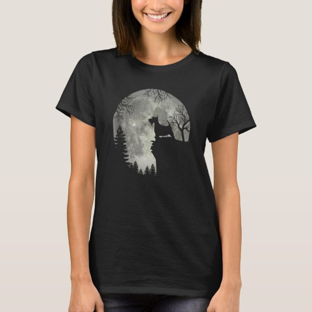 Camiseta Escocia Terrier Scottie Y Halloween De La Luna (Anverso)