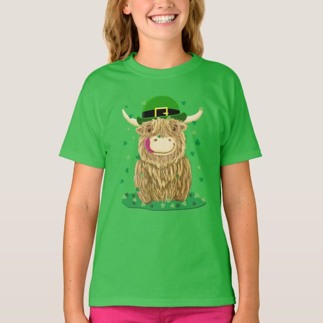 Camiseta Escocia: Vaca St Patrick's Day Shamrock (Anverso)