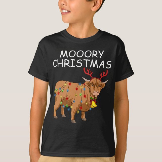 Camiseta Escocia: Vacas de la Highland Navidades morales (Anverso)