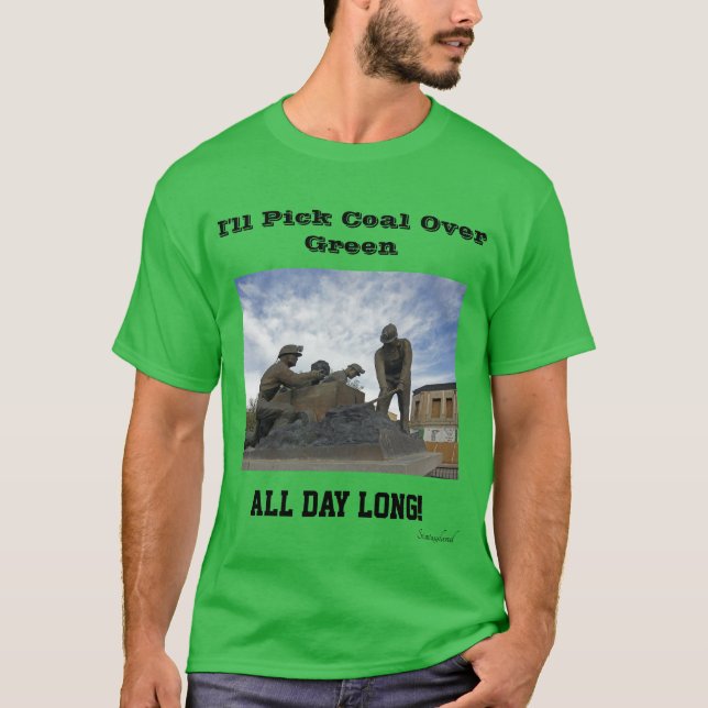 Camiseta Escogeré carbón sobre verde todo el día (Anverso)